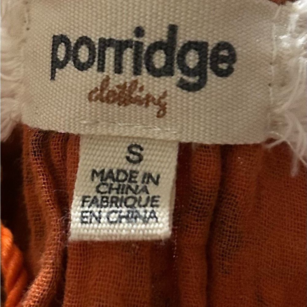 Anthropologie Porridge cotton long sleeve tie neck elastic waist shirt top Sz S - Picture 10 of 10